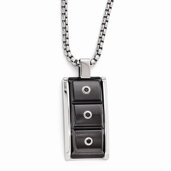 Titanium and Silver Pendant Necklace with Black Spinel