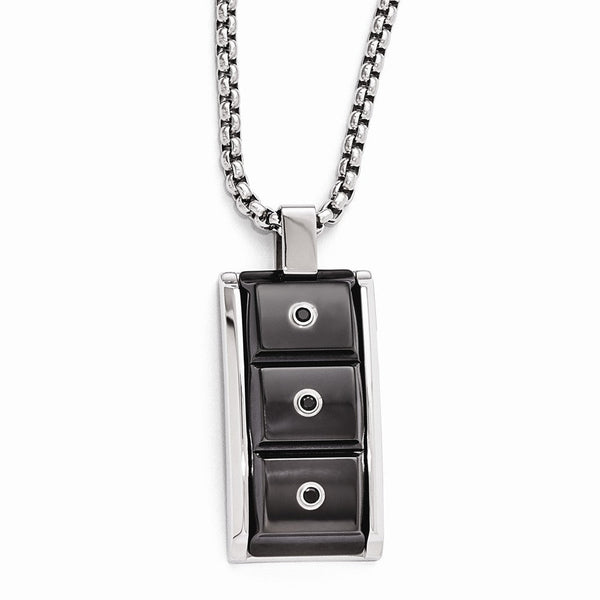 Titanium and Silver Pendant Necklace with Black Spinel