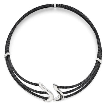 Titanium Two-Tone Black Spinel Flex Necklace Elegant Design