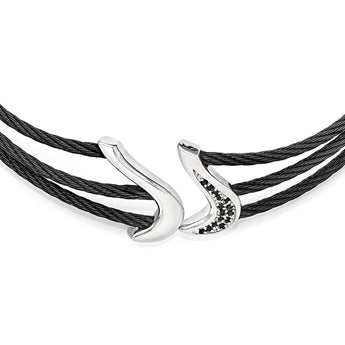 Titanium Two-Tone Black Spinel Flex Necklace Elegant Design
