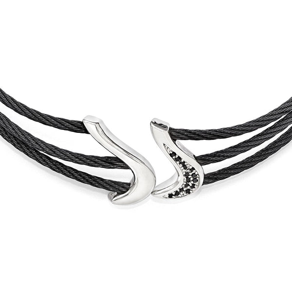Titanium Two-Tone Black Spinel Flex Necklace Elegant Design