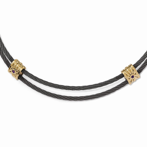 Titanium & Bronze Amethyst Necklace with Natural Stones Gift Ready