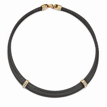Titanium & Bronze Necklace with White Sapphires Elegant Gift-Ready Design