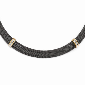 Titanium & Bronze Necklace with White Sapphires Elegant Gift-Ready Design