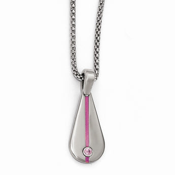 Titanium Necklace with Pink Anodized Finish and Sapphire