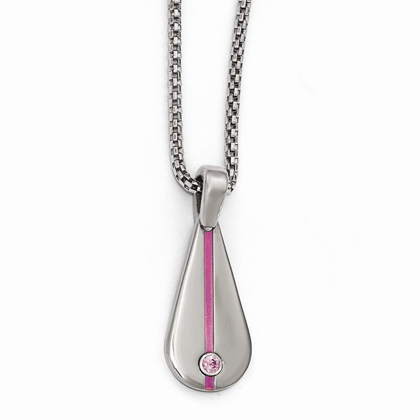 Titanium Necklace with Pink Anodized Finish and Sapphire
