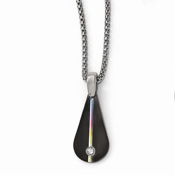 Titanium Necklace with Anodized Black Ti, White Sapphire Elegance