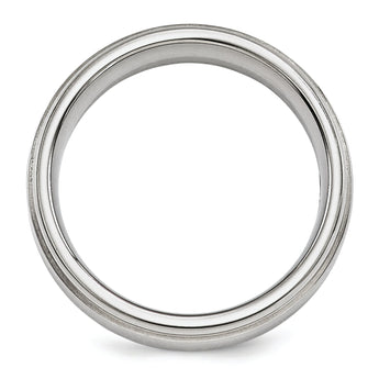 Titanium Wedding Band with Polished Brushed Finish and Engravable Elegance - 7