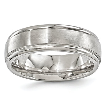 Titanium Wedding Band with Polished Brushed Finish and Engravable Elegance - 7