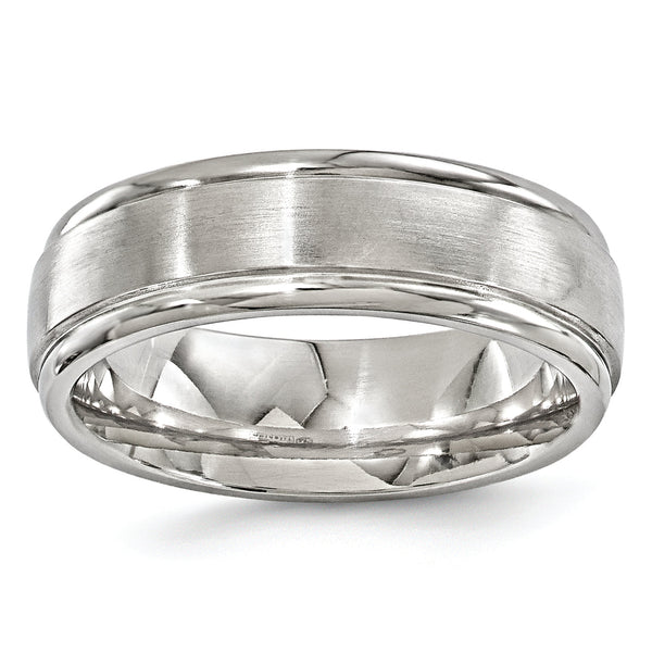 Titanium Wedding Band with Polished Brushed Finish and Engravable Elegance - 7