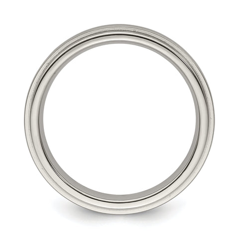 Edward Mirell Titanium Brushed/Polished Flat Step Edge 4mm Band Size 5