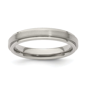 Edward Mirell Titanium Brushed/Polished Flat Step Edge 4mm Band Size 12