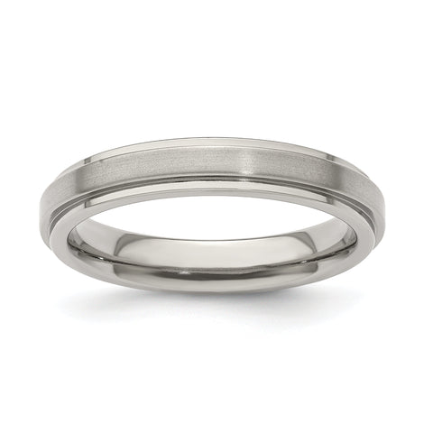 Edward Mirell Titanium Brushed/Polished Flat Step Edge 4mm Band Size 12