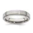 Edward Mirell Titanium Brushed/Polished Flat Step Edge 5mm Band Size 12