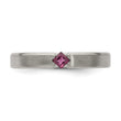 Edward Mirell Titanium Tension-set Square Rhodolite Garnet Brushed 4mm Band - Birthstone Company
