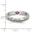 Edward Mirell Titanium Tension-set Square Rhodolite Garnet Brushed 4mm Band - Birthstone Company