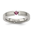 Edward Mirell Titanium Tension-set Square Rhodolite Garnet Brushed 4mm Band - Birthstone Company