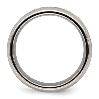Edward Mirell Titanium Beveled .09 ct Dia With Sterling Silver Bezel Band