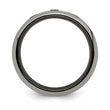 Edward Mirell Black Ti with Beveled Titanium Edge 1/10 carat Diamond with Sterling Silver Bezel 7mm Band