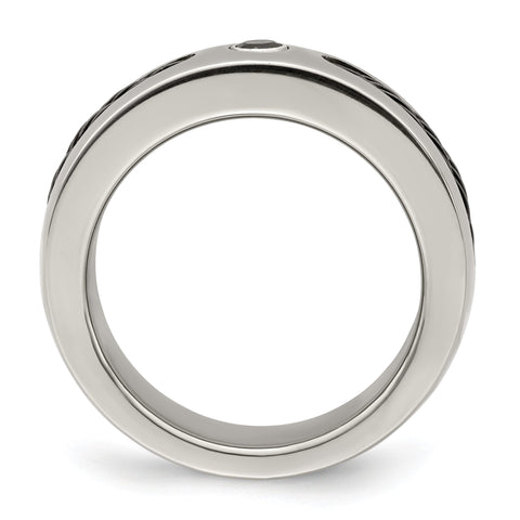 Edward Mirell Titanium Cable and Black Spinel with Sterling Silver Bezel 7mm Band - Birthstone Company