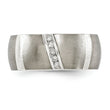 Edward Mirell Titanium and Silver Two-Tone Diamond Wedding Band