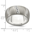 Edward Mirell Titanium and Silver Two-Tone Diamond Wedding Band