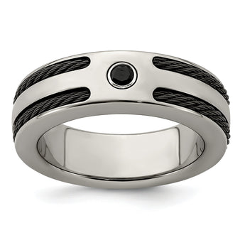 Edward Mirell Titanium Spinel With Argentium Silver Bezel & Cable 7mm Ring