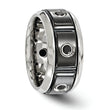 Edward Mirell Black Ti Stainless Steel Silver Bezel Black Spinel Ring