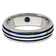 Titanium Sapphire Grooved Wedding Band with Blue Anodized Accents