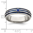 Titanium Sapphire Grooved Wedding Band with Blue Anodized Accents