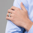 Black Spinel Wedding Band in Black Titanium & Sterling Silver, 10mm