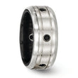 Black Spinel Wedding Band in Black Titanium & Sterling Silver, 10mm