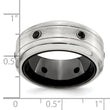 Black Spinel Wedding Band in Black Titanium & Sterling Silver, 10mm