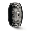 Black Spinel Grooved Wedding Band in Titanium, 9mm