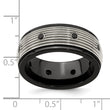 Black Spinel Grooved Wedding Band in Titanium, 9mm