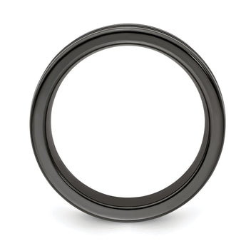 Edward Mirell Black Ti with Blue Anodized Grooves Flat 10mm Band