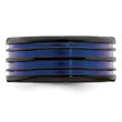 Edward Mirell Black Ti with Blue Anodized Grooves Flat 10mm Band