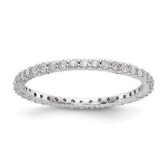14k White Gold 1/2 carat Lab Grown Diamond VS/SI+ G+ Complete Size 4 Shared Prong Eternity Band - Birthstone Company