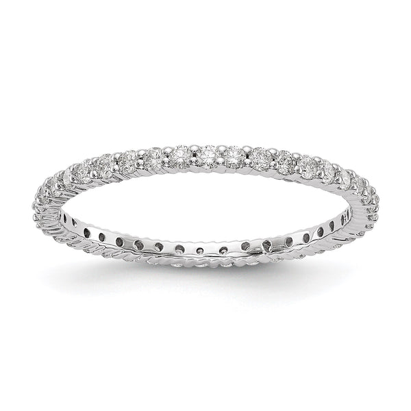 14k White Gold 1/2 carat Lab Grown Diamond VS/SI+ G+ Complete Size 4 Shared Prong Eternity Band - Birthstone Company