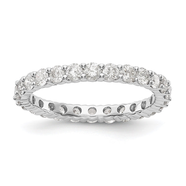 14k White Gold 1 1/2 carat Lab Grown Diamond VS/SI+ G+ Complete Size 4 Shared Prong Eternity Band - Birthstone Company