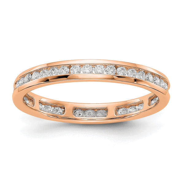 14k Rose Gold 1/2 carat Lab Grown Diamond VS/SI+ G+ Complete Channel Set Size 4 Eternity Band - Birthstone Company
