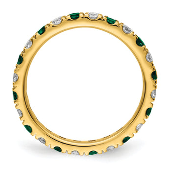 14k 3/4 carat Lab Grown Diamond VS/SI+ G+ and Lab Created Emerald Size 4 Eternity Band - Birthstone Company