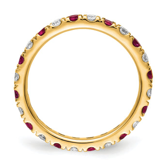14k 3/4 carat Lab Grown Diamond VS/SI+ G+ and Lab Created Ruby Size 4 Eternity Band - Birthstone Company