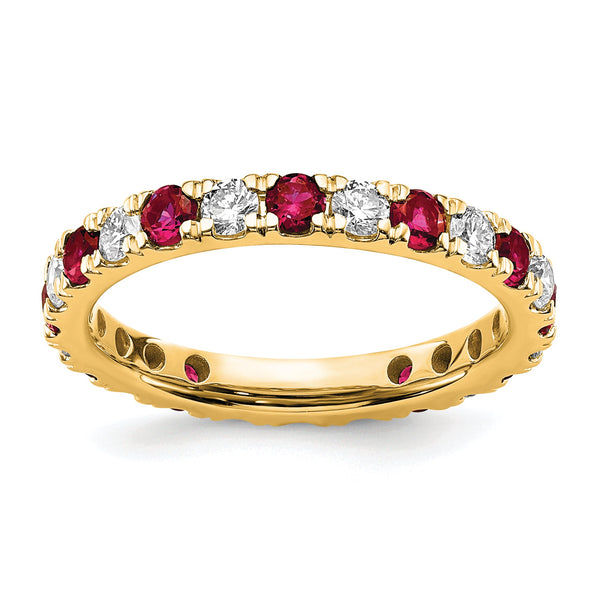 14K Lab Grown Diamond VS/SI GH & Cr Ruby Eternity Band