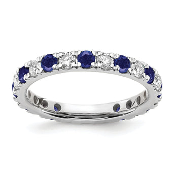 14K White Gold Lab Grown Dia VS/SI GH & Cr Blue Sapp Eternity Ban - Birthstone Company