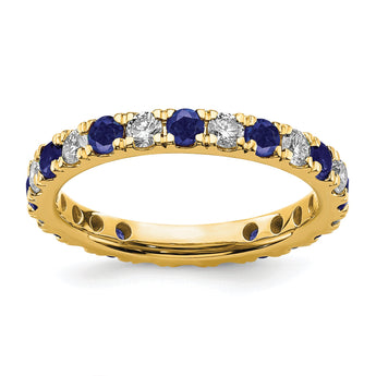 14K Lab Grown Diamond VS/SI GH & Cr Blue Sapp Eternity Band - Birthstone Company