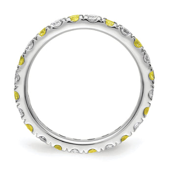 14k White Gold 3/4 carat Lab Grown Diamond VS/SI+ G+ and Lab Created Yellow Sapphire Size 4 Eternity Band - Birthstone Company
