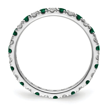 14K White Gold Lab Grown Dia VS/SI GH & Cr Emerald Eternity Band - Birthstone Company