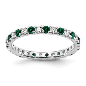 14K White Gold Lab Grown Dia VS/SI GH & Cr Emerald Eternity Band - Birthstone Company