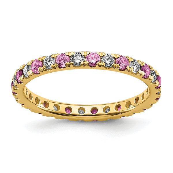 14K Lab Grown Diamond VS/SI GH & Cr Pink Sapp Eternity Band
